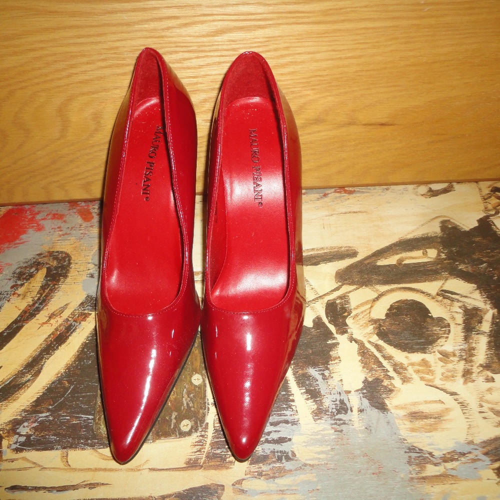 MAURO PISANI PATRICIA RED LEATHER WOMEN SHOES 7.5